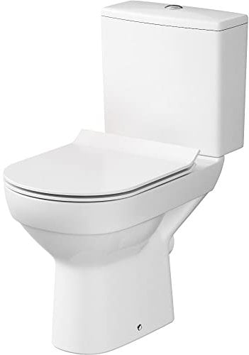 VBChome WC Toilette Stand Spülrandlos Keramik Komplett Set mit Spülkasten Funktion für Waagerechten Abgang WC-Sitz Slim aus Duroplast mit Absenkautomatik Abnehmbar Deckel Waagerecht Ablauf
