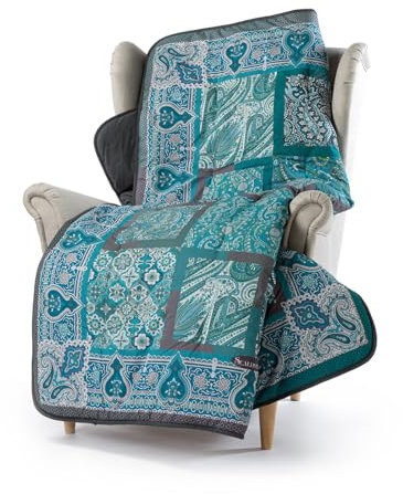 Caleffi - Scaldotto, Plaid Divano in Cotone, Coperta ASIA colore anice 130x170cm imbottitura in fibra anallergica - Coperte per adulti e bambini