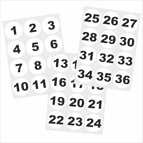 younikat Adesivi Numeri 1-36 Nero Ø6 cm Esterno Resistenti - hin713