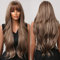 Braune Perücken für Schwarze Frauen Lange Wellige Ombre Blonde Perücken Mit Bangs Synthetische Perücke Haar Repalcement Perücken