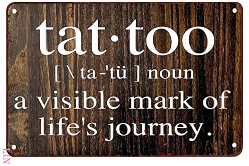Metallkunst Wanddekoration Tattoo Shop Schild Home Definition Schild Tattoo Design Metallschild Vintage Home Decor Rustikale Aluminium Blechschilder Wandkunst Metallposter für Garage Bar 30.5x20.3 cm