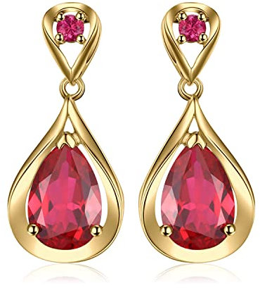 JewelryPalace Infinity Tropfen 8.8ct Erstellt Rubin Ohrhänger Ohrstecker Silber 925 Damen, Rot Stein Schmuck Set, Ohrringe Silber Unendlichkeit Edelstein Mädchen Schmuck, Geschenk für Frauen Vergoldet