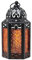 VELA LANTERNS Lanterna decorativa marocchina in metallo nero, 21,6 cm, per Halloween, per interni ed esterni, decorazione per la casa, patio, matrimoni, decorazione Ramadan, ambra