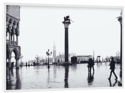 artboxONE Poster mit weißem Rahmen 18x13 cm Reise Venedig in Schwarz-Weiß - Bild venedig alt Italia