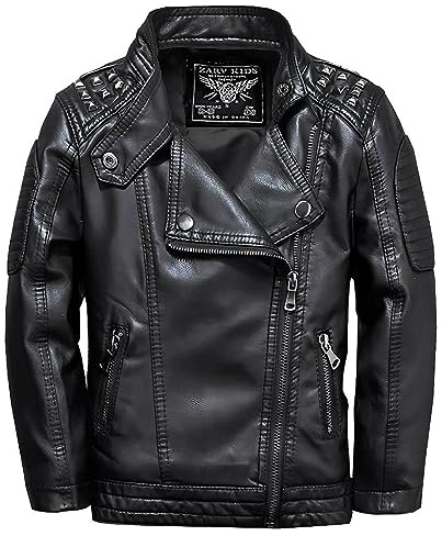 linboo Giacca in pelle da ragazzo per mezza stagione primavera autunno bambini bomber giacca da motociclista giacca in similpelle