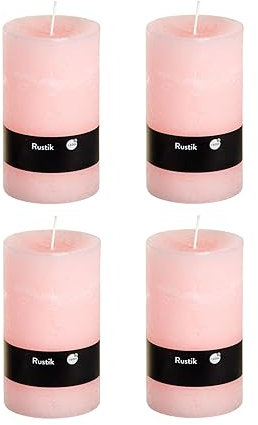 Stumpenkerzen Rustic 4er Set - Stumpenkerze, Blockkerze, Kerze, Adventskranz, Advent - Kein Ruß - (7x13, Light Pink, 4)