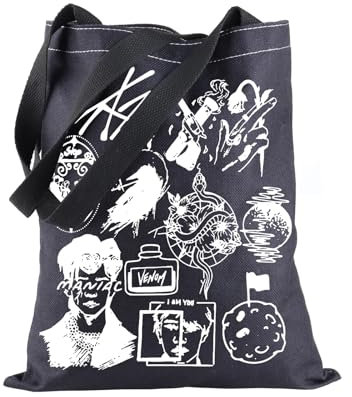 BLUPARK Inspirierte Musik-Tragetasche, Musikliebhaber-Geschenk, koreanische Musikgruppen, Einkaufstasche, Maniac World Tour Fans Geschenk, Doodle Art, Einheitsgröße
