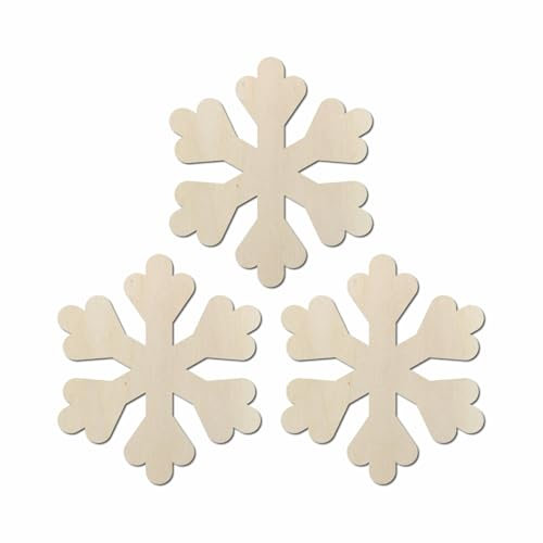 Kleenes Traumhandel – 3er Set Holz-Schneeflocken, 30 cm, zum Selbstbemalen – Perfekte Weihnachts- und Winterdekoration für Türen und Wände
