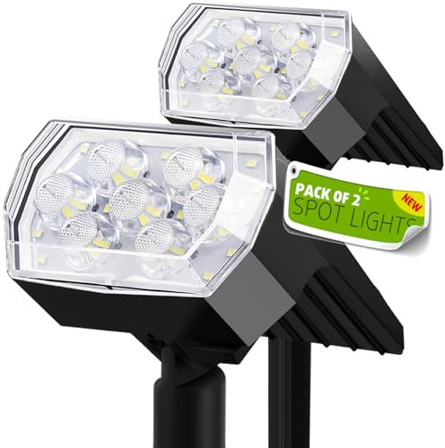 Antonki 2 Stück Außen Solarleuchten Bodenleuchte, Wasserdicht Solarlampen für Außen, Gartenbeleuchtung, Außenleuchtemit Dauerlicht, 3 Helligkeitsmodi Solar Strahler, Wegelampen für Rasen Hof Terrasse