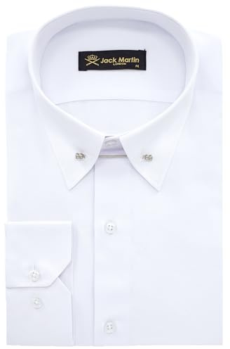 Jack Martin London Pin Collar Formal Shirts for Adult Men | Mens Long Sleeve Dress Shirt with Collar Bar