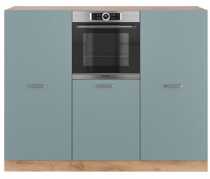 Vicco Küchenblock R-Line, Blau-Grau/Goldkraft Eiche, 180 cm ohne Arbeitsplatte