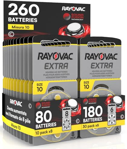 260 Rayovac Extra 10 Hörgerätebatterien - 10 Blister mit 8 Batterien und 30 Blister mit 6 Batterien