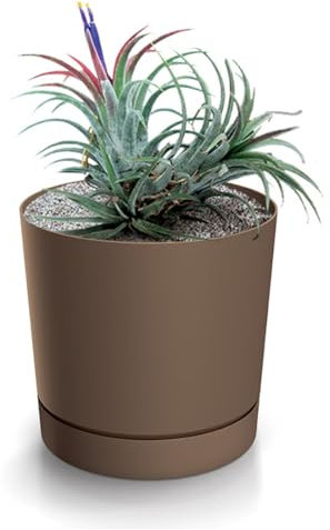 magubo Blumentopf mit Untersetzer, Übertöpfe für Zimmerpflanzen, Pflanzkübel, Übertopf Groß, 24 cm Durchmesser, Elegantes Design für Innen- und Außenbereich (Braun, 240)