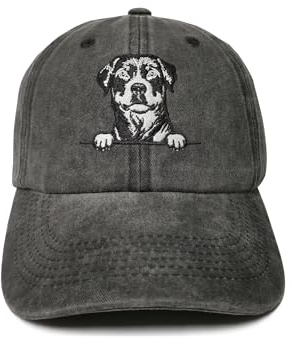 ZKFE Hunde-Liebhaber-Geschenke, bestickte Baseballmütze für Männer und Frauen, Rottweiler (Washed Black), Einheitsgröße