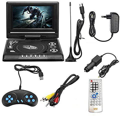 Yuattory TV Portatile da 7,8 Pollici Lettore Dvd per Auto da Casa HD VCD CD Lettore MP3 HD EVD con TV/FM/USB/Funzione di Gioco-Spina UE, 500139987