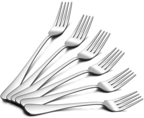 Essgabel, Edelstahlgabel, Esstischgabel, geeignet für Abendessen, Steak, Salat, Obst, Kuchen (6 Stück)