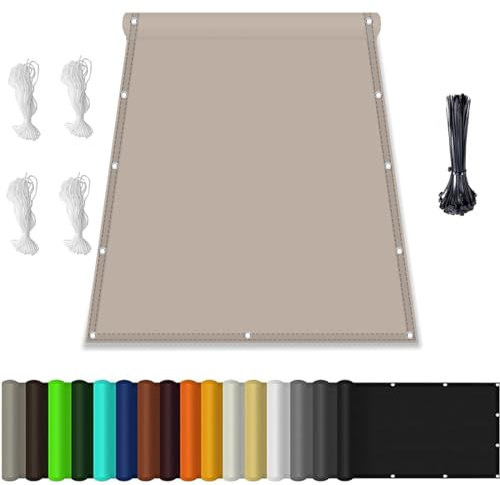 Rechter Winkel Sonnensegel, Balkonverkleidung mit Seil, Wasserdicht markisenstoff, Quadrat PES Polyester Sonnenschutz, für überdachung Balkon Terrasse Schwimmbad Graubraun 4x9M
