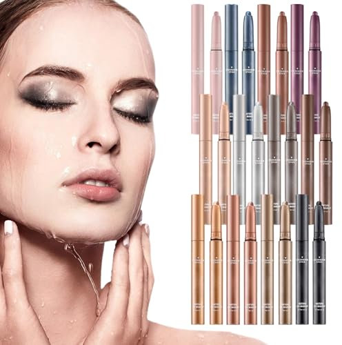 Wasserfester Zweifarbiger Glitzer Lidschattenstift, 2024 Neuest Lidschatten stift,12 Colors Eyeshadow Stick, Langanhaltendes Augen-Make-Up, Natürlichen und Schimmernden Farbtönen (12 PCS)
