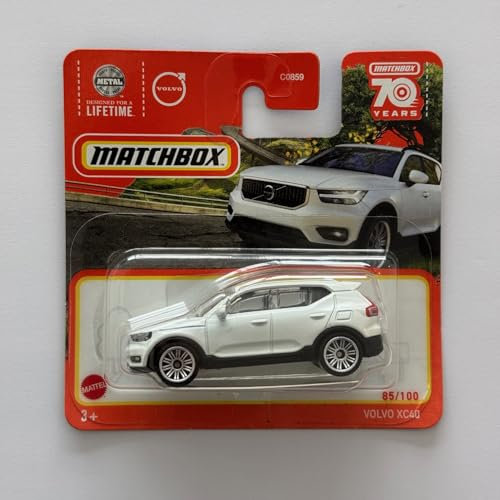 Matchbox 2023 Volvo XC40 Weiß 85/100 (Kurzkarte) HLC55 - Metall-Modellauto für Erwachsene und Kinder, Unisex, 7 cm, kein Zubehör, 1 Stück