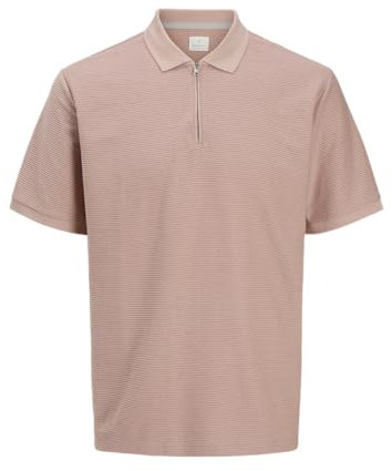 JACK & JONES Jprccronnie SS Zip Polo Noos, Vieux Rose, M Hommes