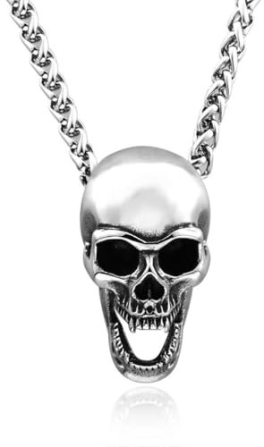 Gu Feng Pendentif tête de mort en acier inoxydable Pendentif tire-bouchon titane personnalité vintage