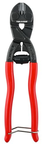 TOOLEAGUE 20,3 cm Mini-Bolzenschneider mit Aussparung und Feder, CR-V-Klinge, Sicherheitsschloss, kompakter Bolzenschneider mit komfortablem Griff, einfaches Schneiden von Schlössern, Stacheldraht