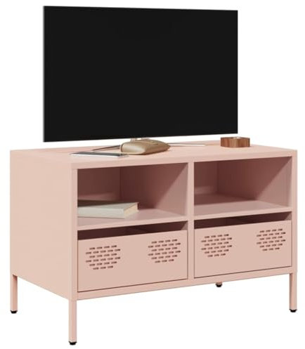 Brokky Mobile TV Rosa 68x39x43,5cm in Acciaio Laminato a Freddo-Mobile TV Mobile Porta Televisore,Mobiletto Industriale Tavolino Basso Vintage Console per Salotto