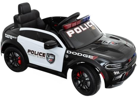 Allpax Kinder Elektro Polizeiauto mit Fernbedienung - 3-5 Jahre bis 30 kg, Kinderfahrzeug mit Sound und Licht, Elektroauto Kinderauto Police Children