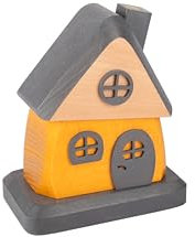 Holzwaren Egermann Erzgebirge - „Räucherhaus Gelb/Grau- vereint traditionelle Handwerkskunst und modernes Design – erzeugt eine individuelle Wohlfühlatmosphäre - ca 15 cm hoch - Made in Germany