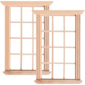 JOINPAYA 2 Stück Puppenhaus Fenster: 1:12 Miniatur Puppenhausmöbel Fensterrahmen Holzfensterrahmen Modelle Möbel DIY Puppenhaus Schlafzimmer Für Zubehör Dekoration 4,72 x 3,30 x 0,67 Zoll