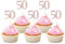 Sotpot 30PCS 50th Birthday Cupcake Toppers Rose Gold Glitter 50th Cupcake Picks for Happy 50th Birthday Party Decorations