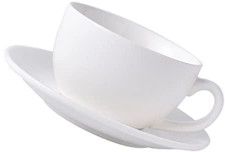 KICHOUSE 1set Coffee Cup and Saucer Set White Cups and Saucers Simple Style Hot Water Milk Tea for Home Office