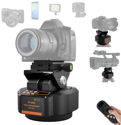 ZIFON PT2000 Motorised 360° Panoramic Head with Wireless Remote Control (2.2 kg Load Capacity) - Electronic Pan/Tilt Tripod Head for DSLR, Smartphone & Video