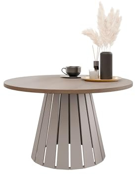 Mirjan24 Couchtisch Creyza, Runde Form, Gestell aus Stahl, Kaffeetisch, Wohnzimmertische, Beistelltisch, Sofatisch, Teetisch (Cashmere/Cremona Cannolo)