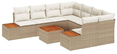 vidaXL Garten-Sofa-Set 9 STK. Beige Poly Rattan