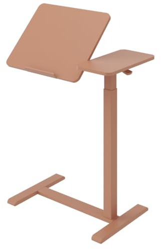 Spacetronik 70x40 cm Laptoptisch Höhenverstellbar, Neigbarer Tischplatte | Anti-Rutsch-Leiste, Beistelltisch aus Stahl, Bett-Beistelltisch für Krankenbett, Pflegebett, Laptop-Tisch