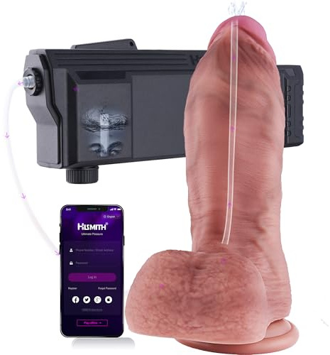 Hismith 32 cm Realistischer Squirting Dildo mit automatischem Gleitmittel-Launcher mit App, Reservoir Gleitmittel-Applikator Kompatibel mit Sexmaschinen, Lube Launching Repeater Machine Dildo