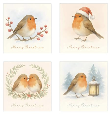 Edition Seidel Set 8 (2x4) exklusive Premium quadratische Weihnachtskarten mit Umschlag. Doppelkarten/Klappkarten mit Briefumschlag. Karte Postkarte Grußkarte Weihnachtspostkarte Weihnachten Xmas