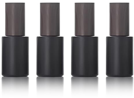4 Pcs Flacons Vides en Verre, 30 ML Flacon Pompe Vide, Bouteille en Verre Noire, Flacons pour Lotion Cosmétique Rechargeables, Distributeur de Lotion, pour Fond de Teint Essence Crème