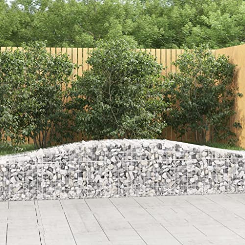 Hoopleep Gabion Basket with High Arch, Pack of 6, 400 x 50 x 40/60 cm, Galvanised Iron, Robust Metal for Garden and Outdoor, Ideal for Bed and Plants