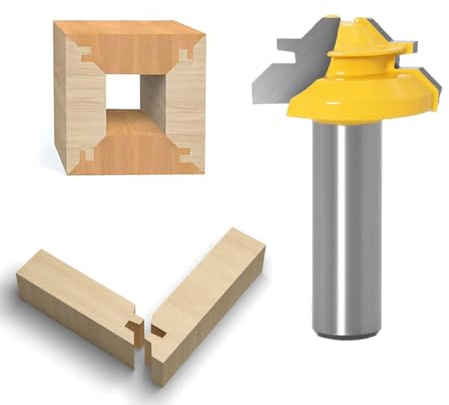 45 Degree Lock Miter Router Bit, 1/2-Inch Shank, 1-3/8-Inch Cutting Width, Woodworking Joinery Bit