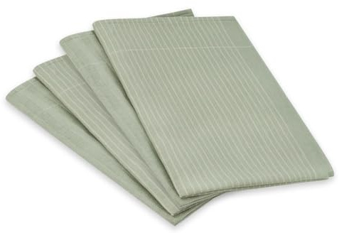 Ross Premium 4er Set Geschirrtücher – 50x70 cm, Zwirn Halbleinen, Saugstark & schnelltrocknend, Klassisches Nadelstreifen Design in dezenten Farben – Hochwertigee Qualität (Piniengrün)
