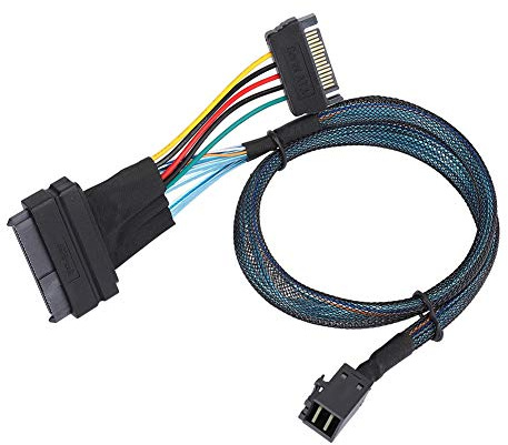 Yosoo Health Gear Câble SAS en Cuivre SFF8643 vers SFF8639, 12 Gbps, 0,5 M, avec Alimentation 15P, Adaptateur Mini SAS HD U.2 pour Serveur, Disque Dur, Ordinateur Hôte