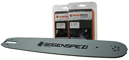 37cm Sägenspezi Schwert-Set Drive mit 2 Halbmeißelketten .325 62TG 1,6mm passend für Stihl 026 MS 260 MS260