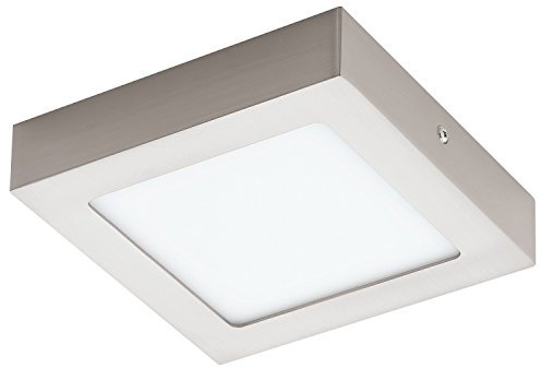 EGLO LED Deckenleuchte Fueva 1, 1 flammige Deckenlampe, Material: Metallguss, Kunststoff, Farbe: Nickel matt, weiß, L: 17x17 cm, warmweiß