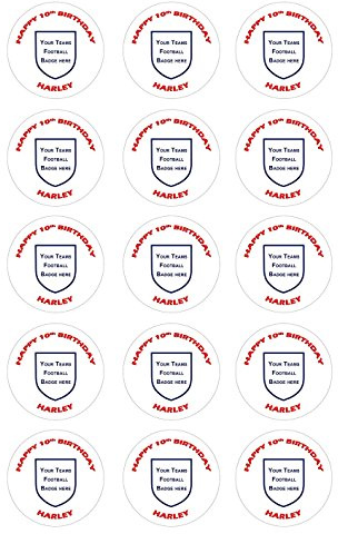 Football Badge Cake Topper Cupcakes 15 per sheet pre-cut
