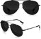 LUENX Men Sunglasses Polarised Black Lens Pilot Shades– UV 400 Protection 60 mm Driving Fishing Outdoor