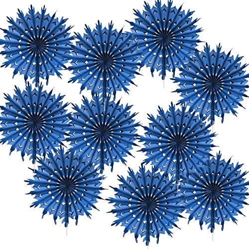 Time to Sparkle 14(35cm)-10pcs Hanging Fans Tissue Paper Fan Paper Flowers Baby Shower Birthday Wedding Snowflake Christmas | Fan-royal Blue |