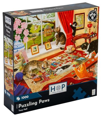 The House of Puzzles Puzzling Paws, 1000 Piece Jigsaw | Artist Illustrated, Scenic Landscape, Deluxe Puzzle Gift for Adults