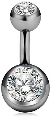 Cizme Titan Kurzes Bauchnabelpiercing 6mm mit Kristall 14G Piercing Bauchnabel Bauchpiercing Nabelpiercing